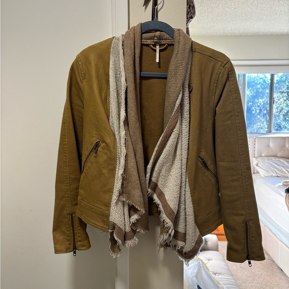 Free People Drape Front Moto Jacket Yellow